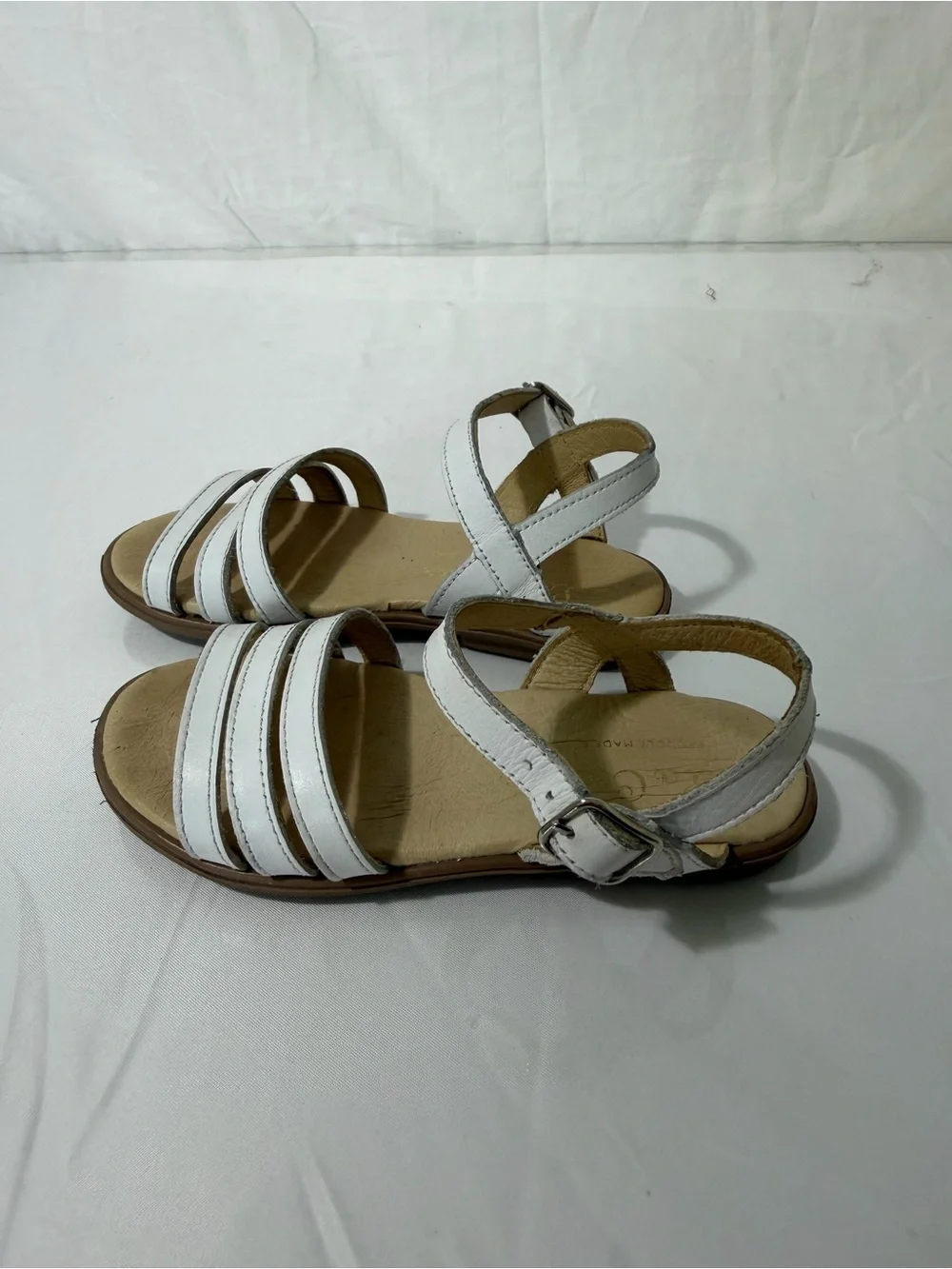 La Coqueta Sienna White Nappa Leather Sandals Girls Size 27 EU / US 10